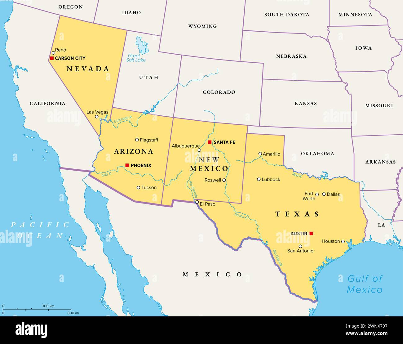 Southwest Usa Map Hi-Res Stock Photography And Images - Alamy for Map Of Southwest Usa And Mexico