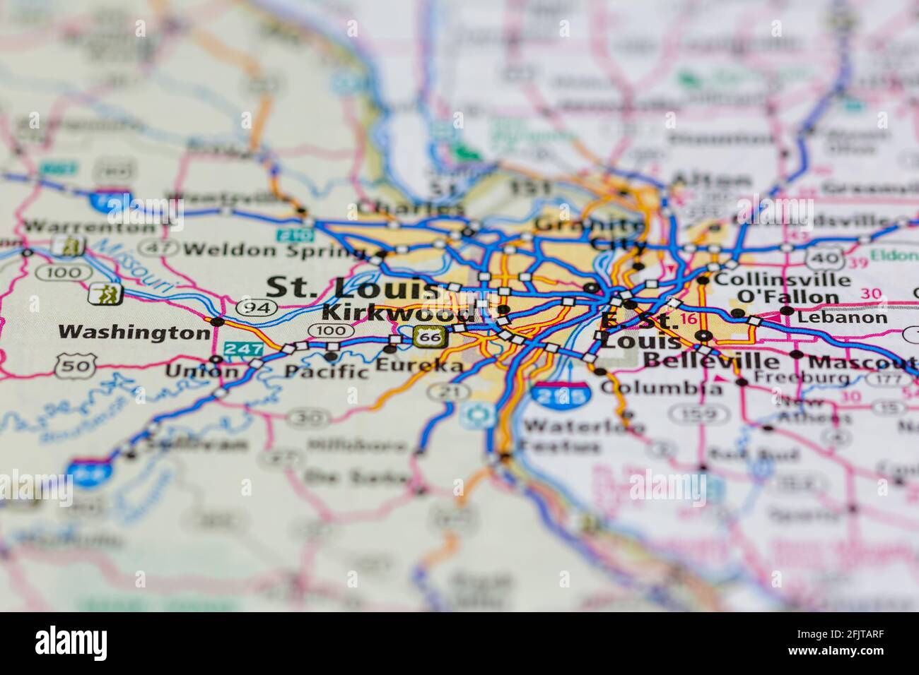 St Louis Missouri Usa And Surrounding Areas Shown On A Road Map Or regarding Map of USA Showing St Louis
