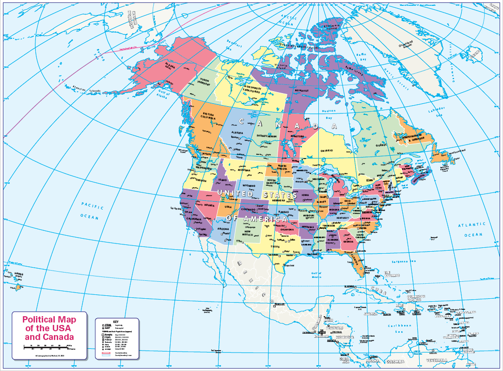States And Provinces Map Of Canada And The Usa inside Map of Canada and USA States and Provinces