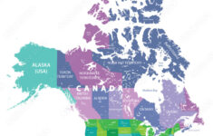 Stock-Vektorgrafik „Colored Map Of United States, Canada And in Map of the USA and Mexico