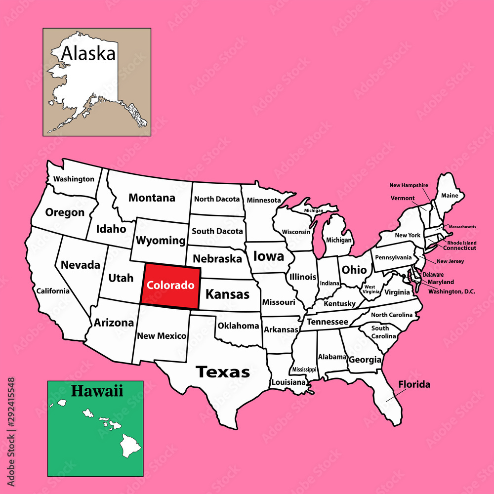 Stock-Vektorgrafik „Map Colorado U.s. State Location Map.vector with Colorado In the Map of USA