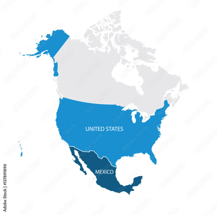 Map of Mexico and the USA