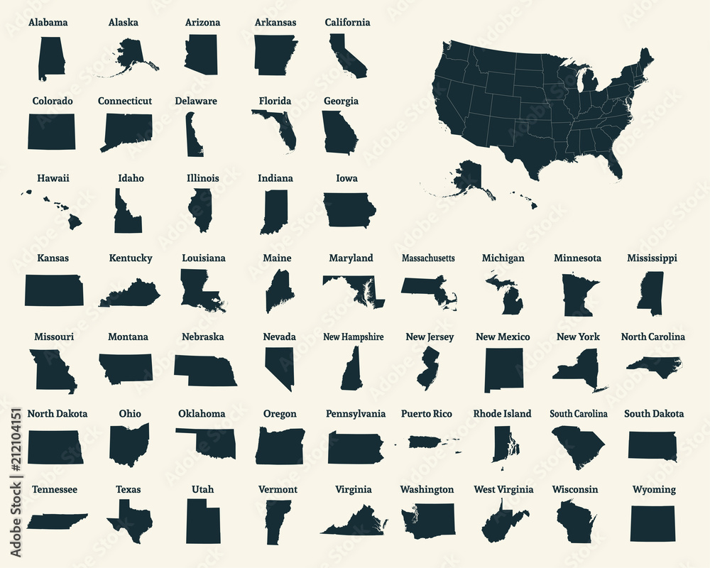Stock-Vektorgrafik „Outline Map Of The United States Of America intended for Map Of Usa With States Outline