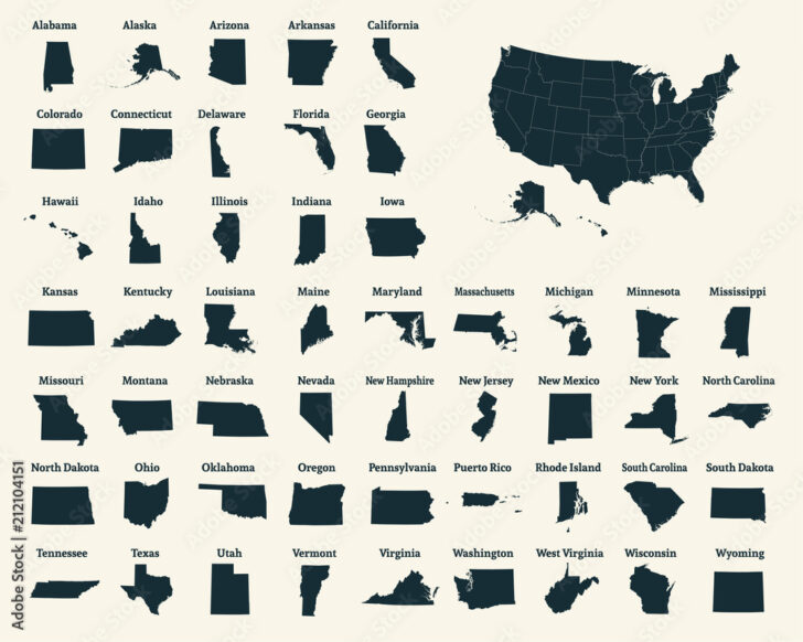 Outline of USA Map with States