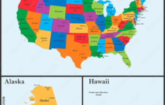 Stock-Vektorgrafik „The Detailed Map Of The Usa Including Alaska inside Map Of Usa With Hawaii And Alaska