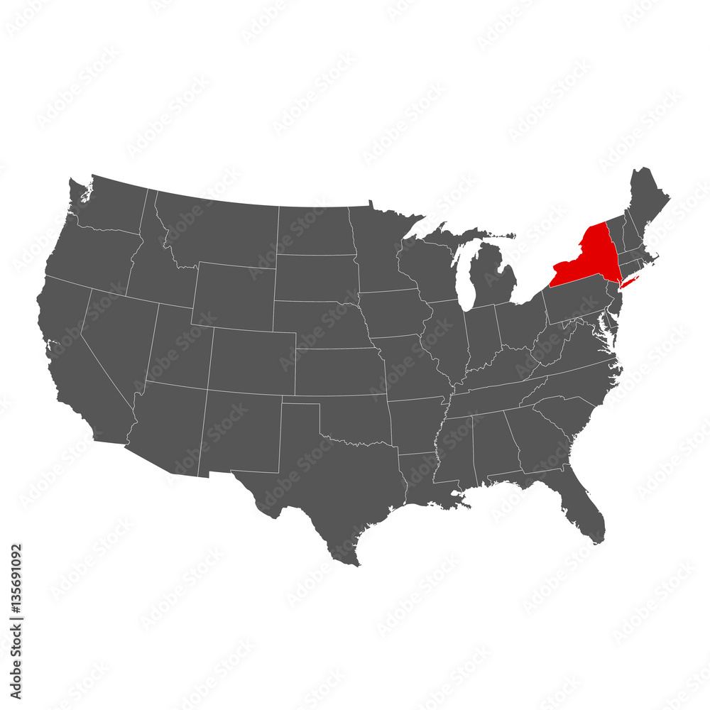 Stock-Vektorgrafik „United States Of America With New York for Map of USA with New York Highlighted