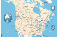 Stock-Vektorgrafik „Usa And Canada Large Road Map With Map pertaining to Detailed Map Of Canada And Usa