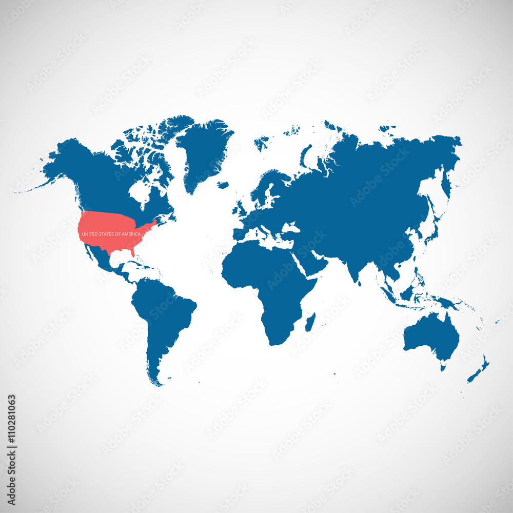 Stock-Vektorgrafik „World Map With Marked Country. Usa. Vector inside Map of USA In World Map