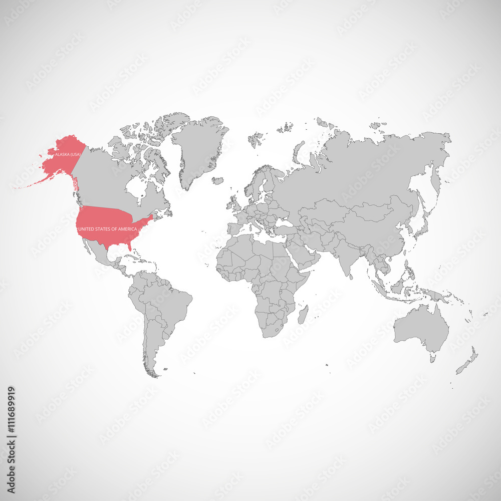 Stock-Vektorgrafik „World Map With The Mark Of The Country. Usa intended for Map Of Usa In World Map