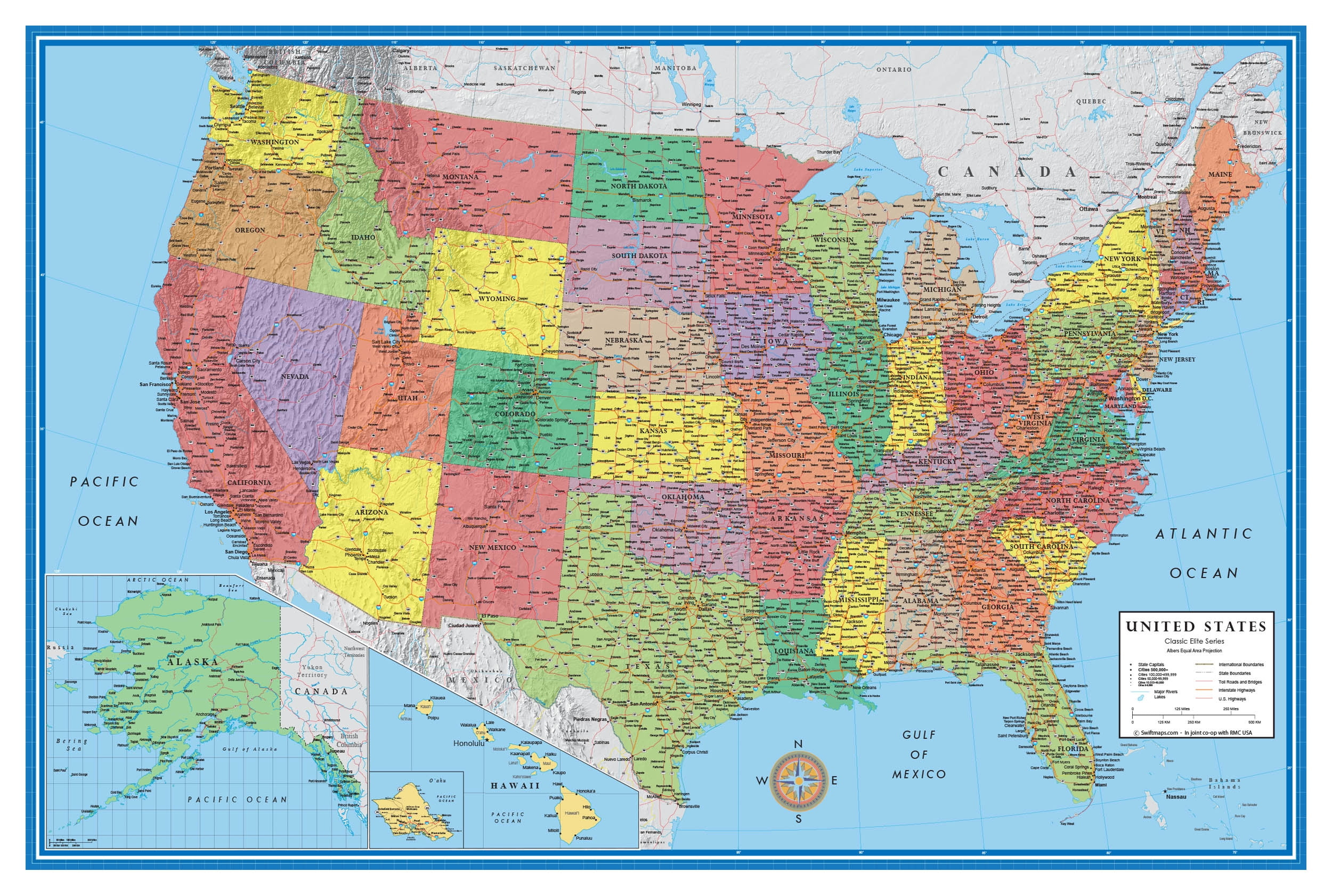 Swiftmaps Buy Usa Classic Elite Wall Map Poster - 24X36 At Ubuy India throughout Where To Buy Map Of Usa