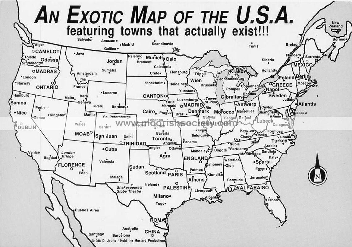 T.o.p On X: &amp;quot;&amp;quot;An Exotic Map Of The U.s.a Featuring Towns That with An Exotic Map of the USA