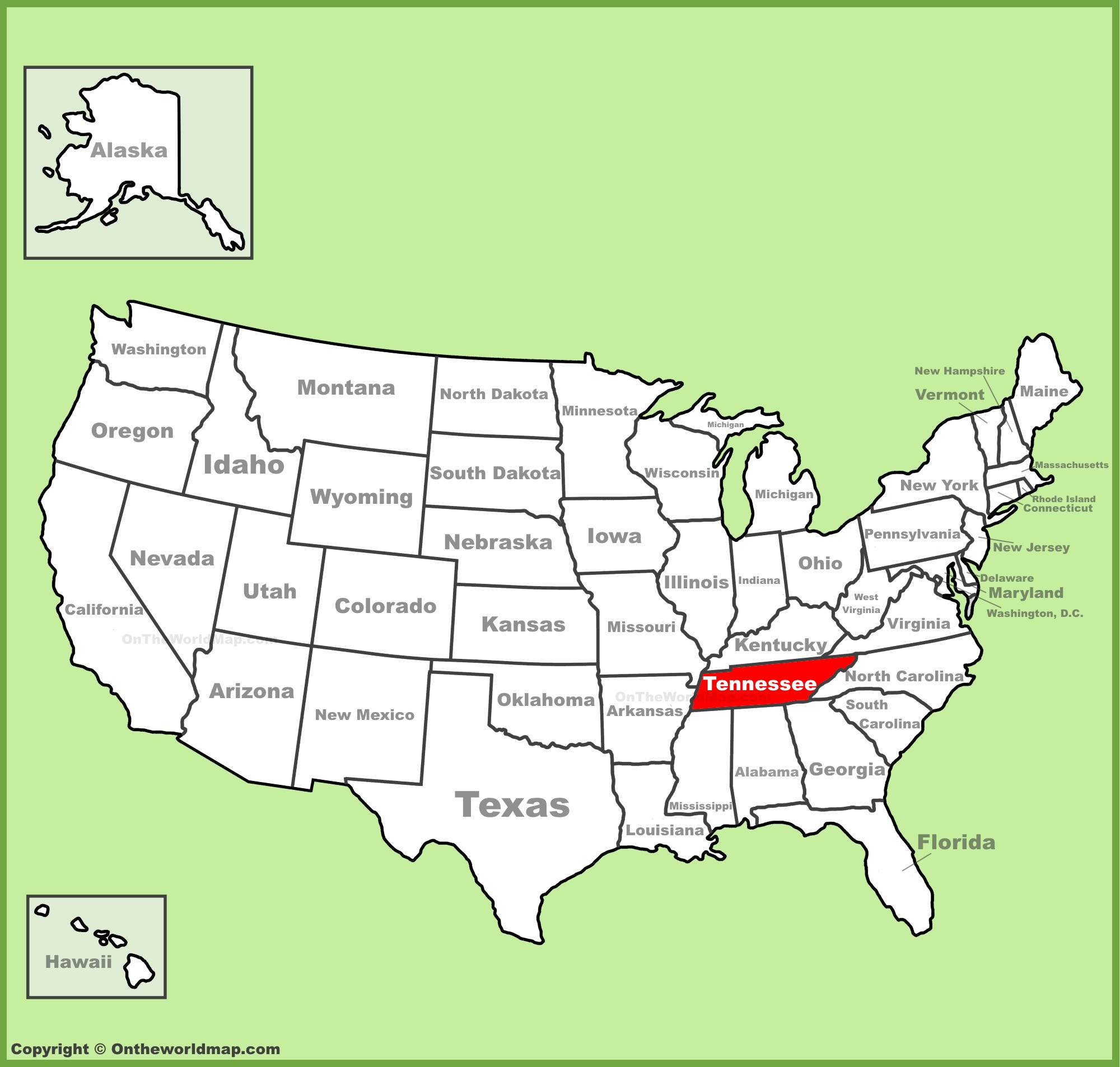 Tennessee Location On The U.s. Map - Ontheworldmap regarding Tennessee On A Map Of Usa