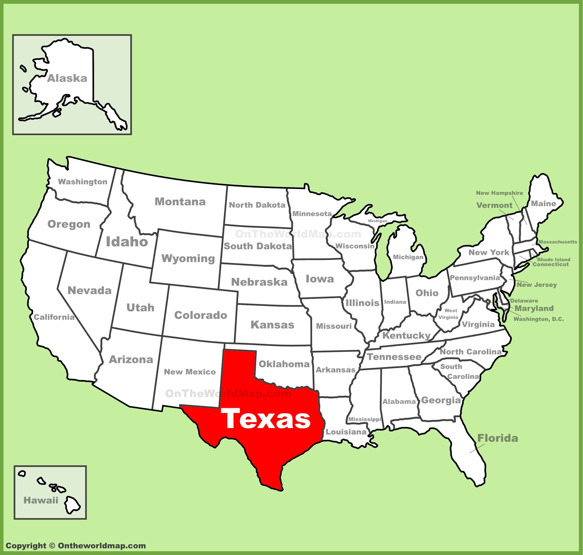 Texas Location On The U.s. Map - Ontheworldmap intended for Texas In The Map Of Usa