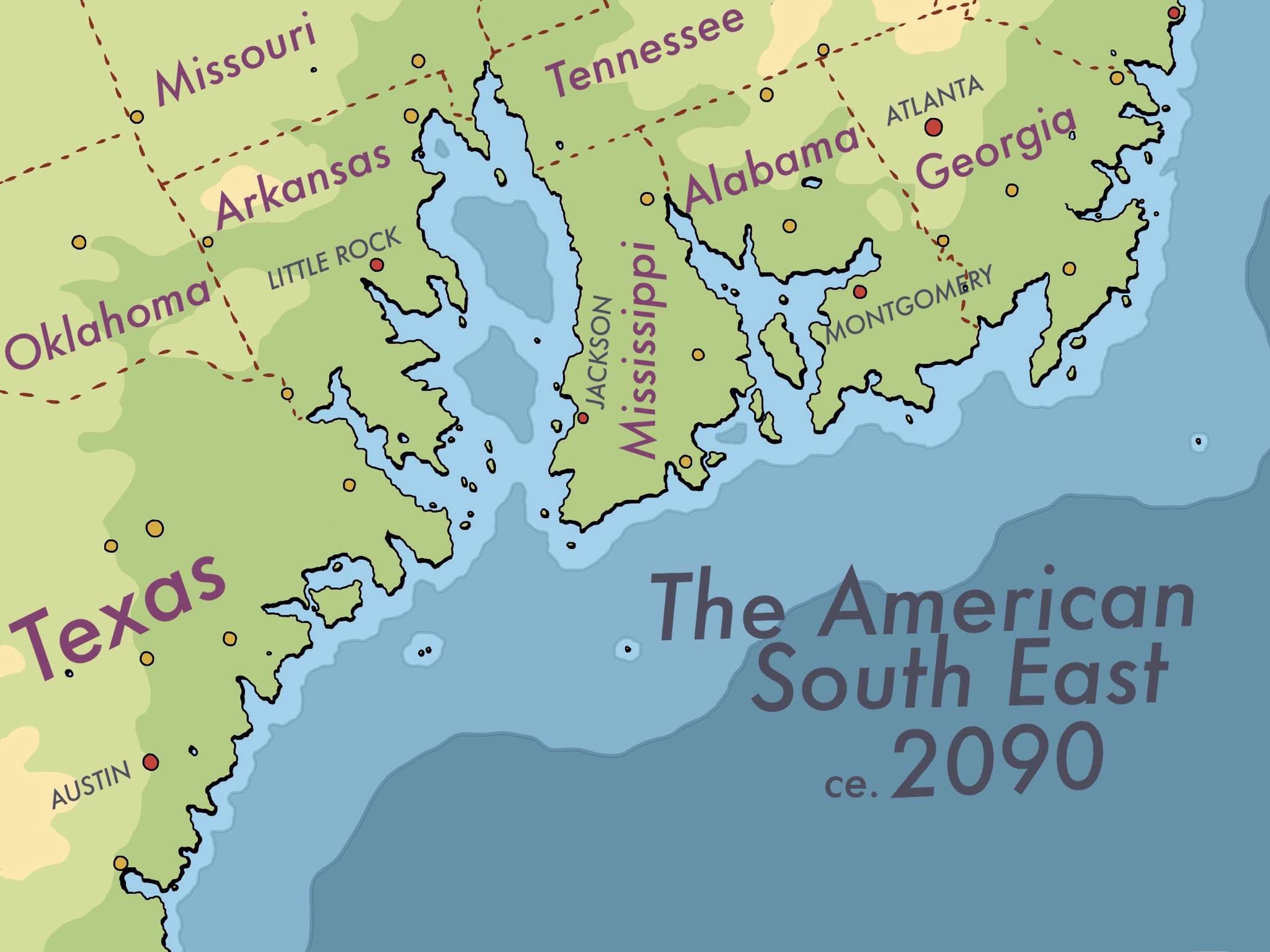 The American Deep-South, 2090 [If All Ice Melted] : R/Imaginarymaps for Map Of Usa After Ice Caps Melt