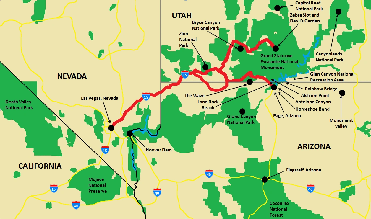 The Best 7-Day American Southwest Adventure Itinerary for Map Of National Parks In Southwest Usa