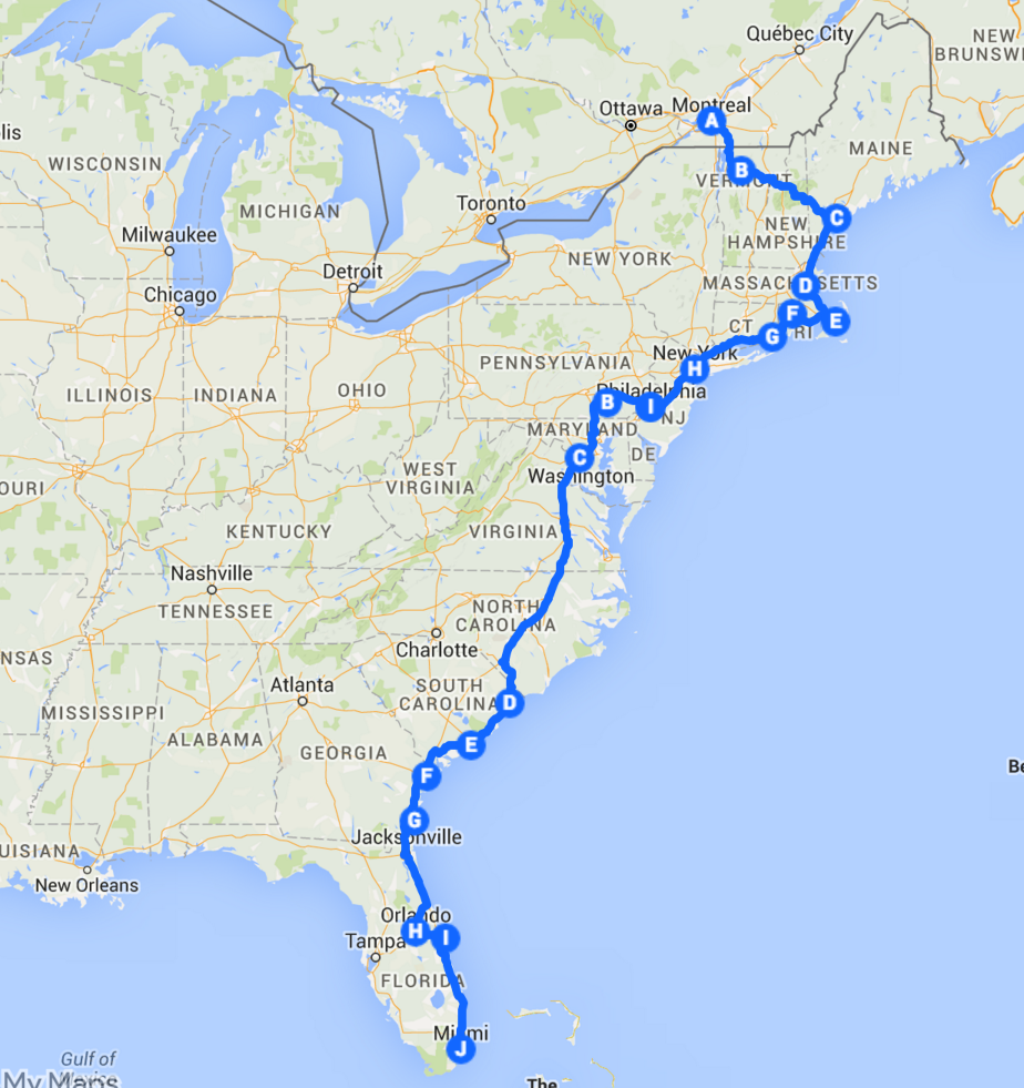 The Best Ever East Coast Road Trip Itinerary – Flashpacker Family for Driving Map of East Coast USA