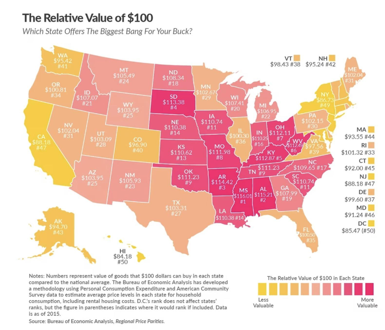 The Cheapest Us States To Live In : R/Povertyfinance with regard to Cost of Living Heat Map USA