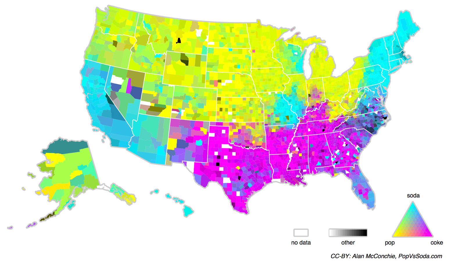 The Coke Vs. Pop Vs. Soda Map Showcases Regional Dialects In The Us with regard to Map Of Usa By What They Call Soda Coke Pop