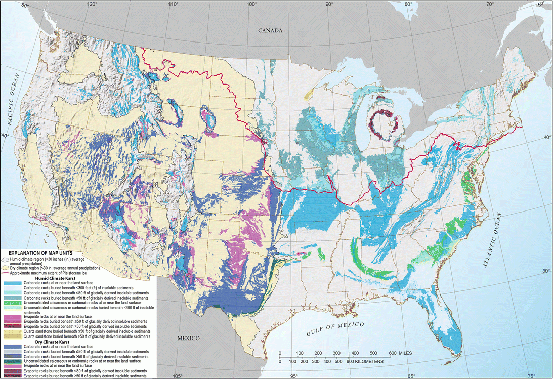 The Current Status Of Mapping Karst Areas And Availability Of for Map Of Sinkholes In The Usa