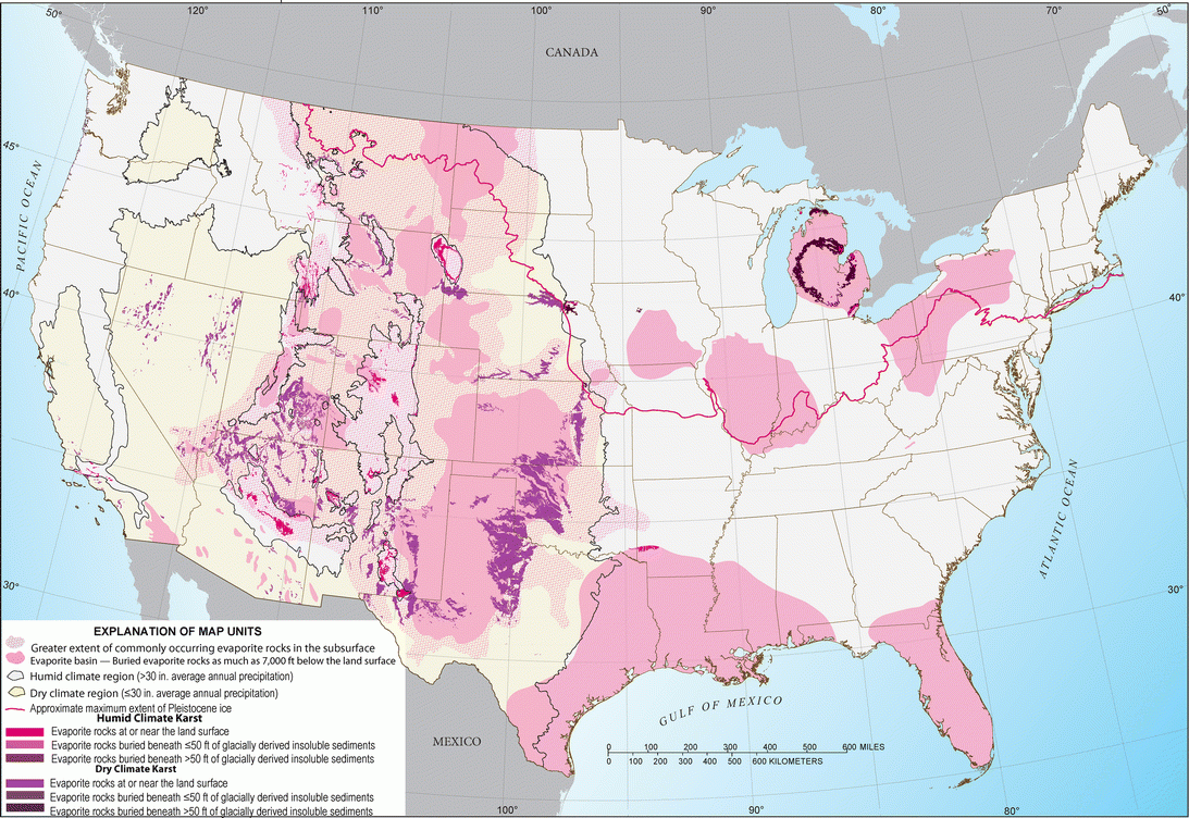 The Current Status Of Mapping Karst Areas And Availability Of for Map Of Sinkholes In The Usa