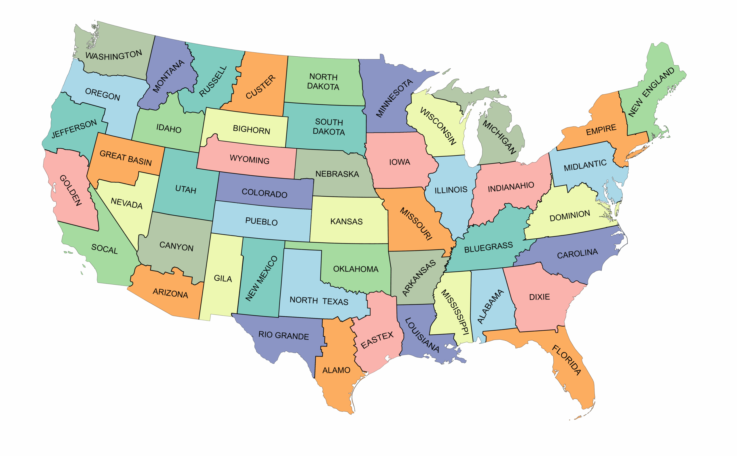 The Equal-Area States Of America (Lower 48) : R/Imaginarymaps within Map of USA Lower 48 States