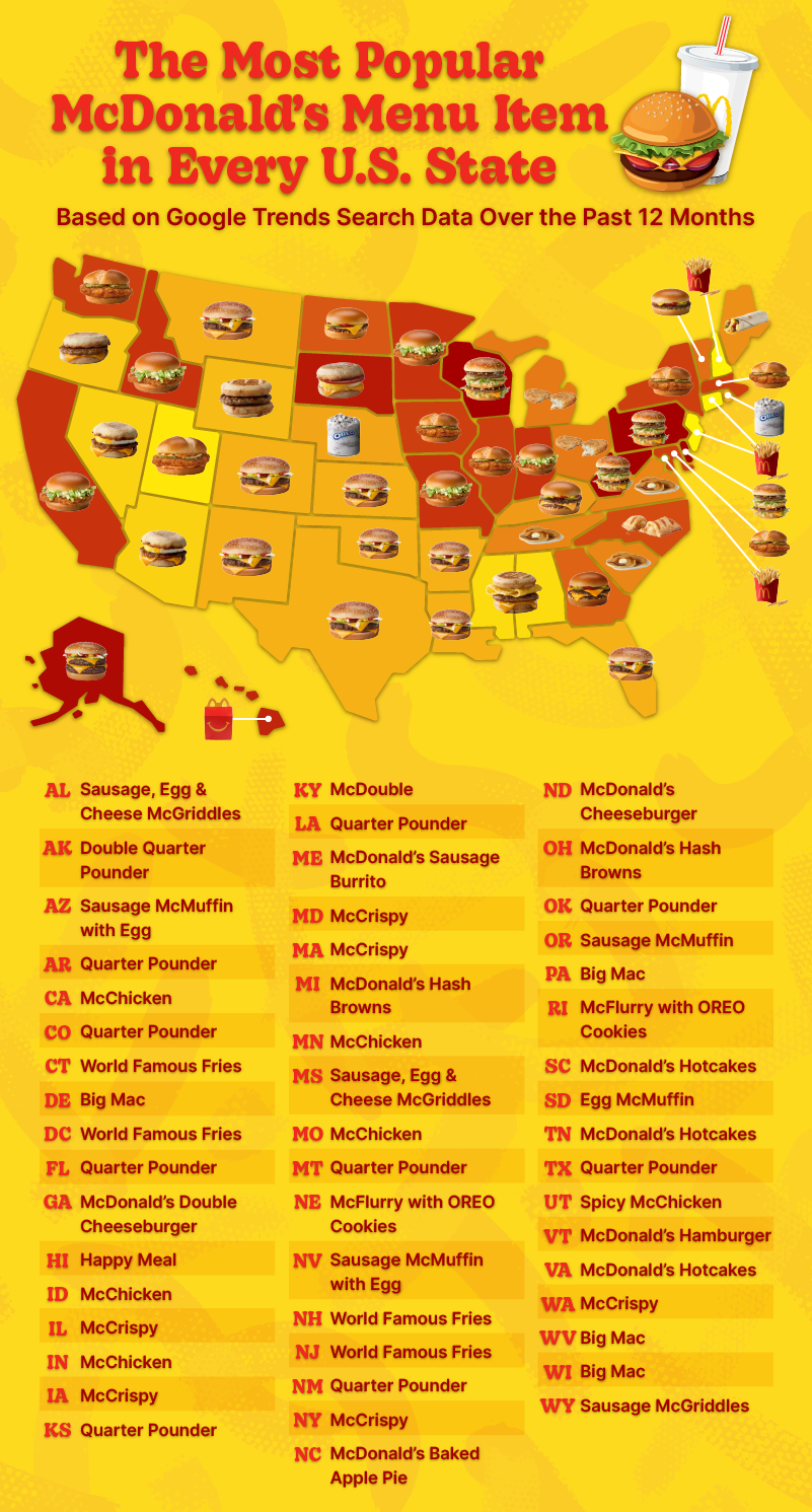 The Most Popular Mcdonald'S Menu Item In Each State, Mapped throughout Map Of Mcdonald'S In Usa