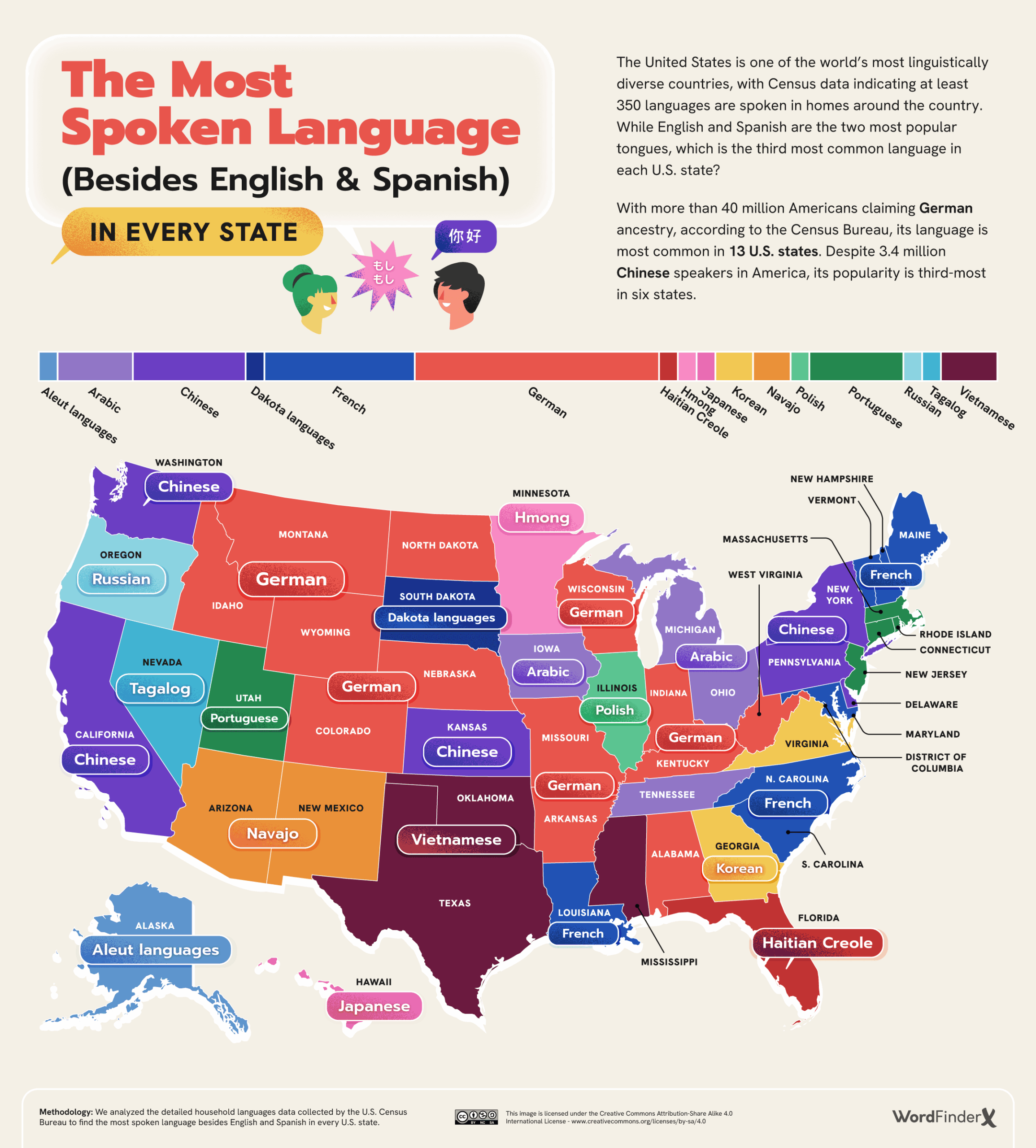 The Most-Spoken Language Besides English And Spanish In Every for Map Of Languages Spoken In Usa