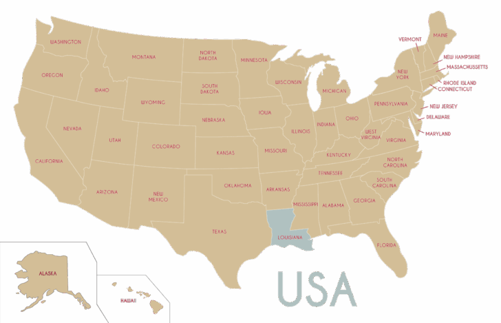 Location of New Orleans In USA Map Location of New Orleans In USA Map