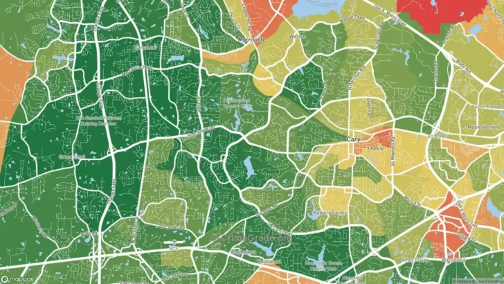 Map of Cary North Carolina USA