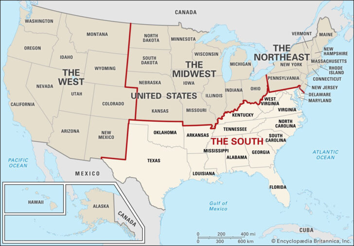 Map of Southern States In the USA Map of Southern States In the USA