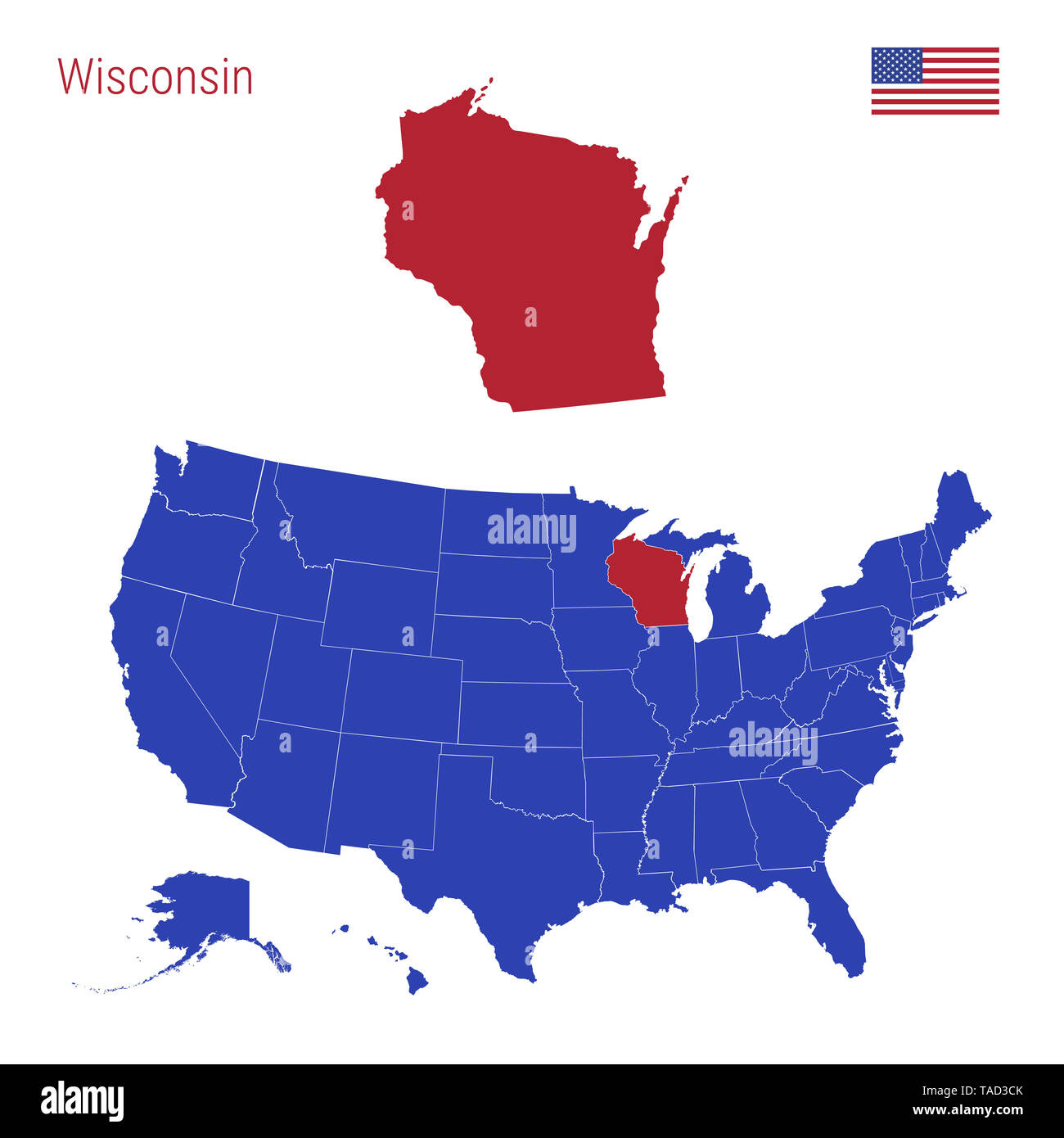The State Of Wisconsin Is Highlighted In Red. Blue Map Of The with regard to A Wisconsinites View Of The Usa Map