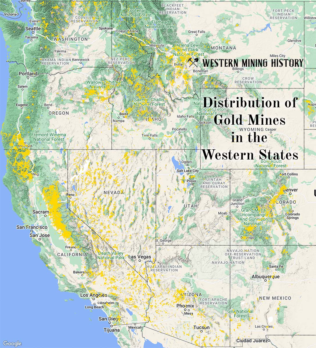 The Top Ten Gold Producing States – Western Mining History inside Map of Gold Mines In the USA