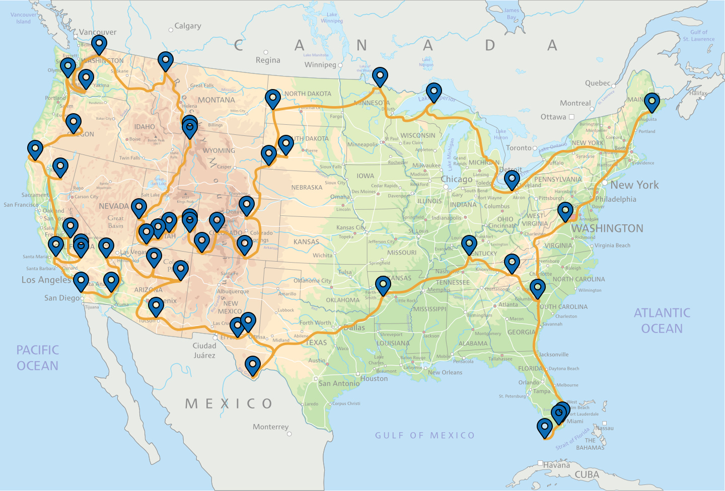 The Ultimate Driving Route To See Some Of The Most Popular with Road Map Of Usa With National Parks