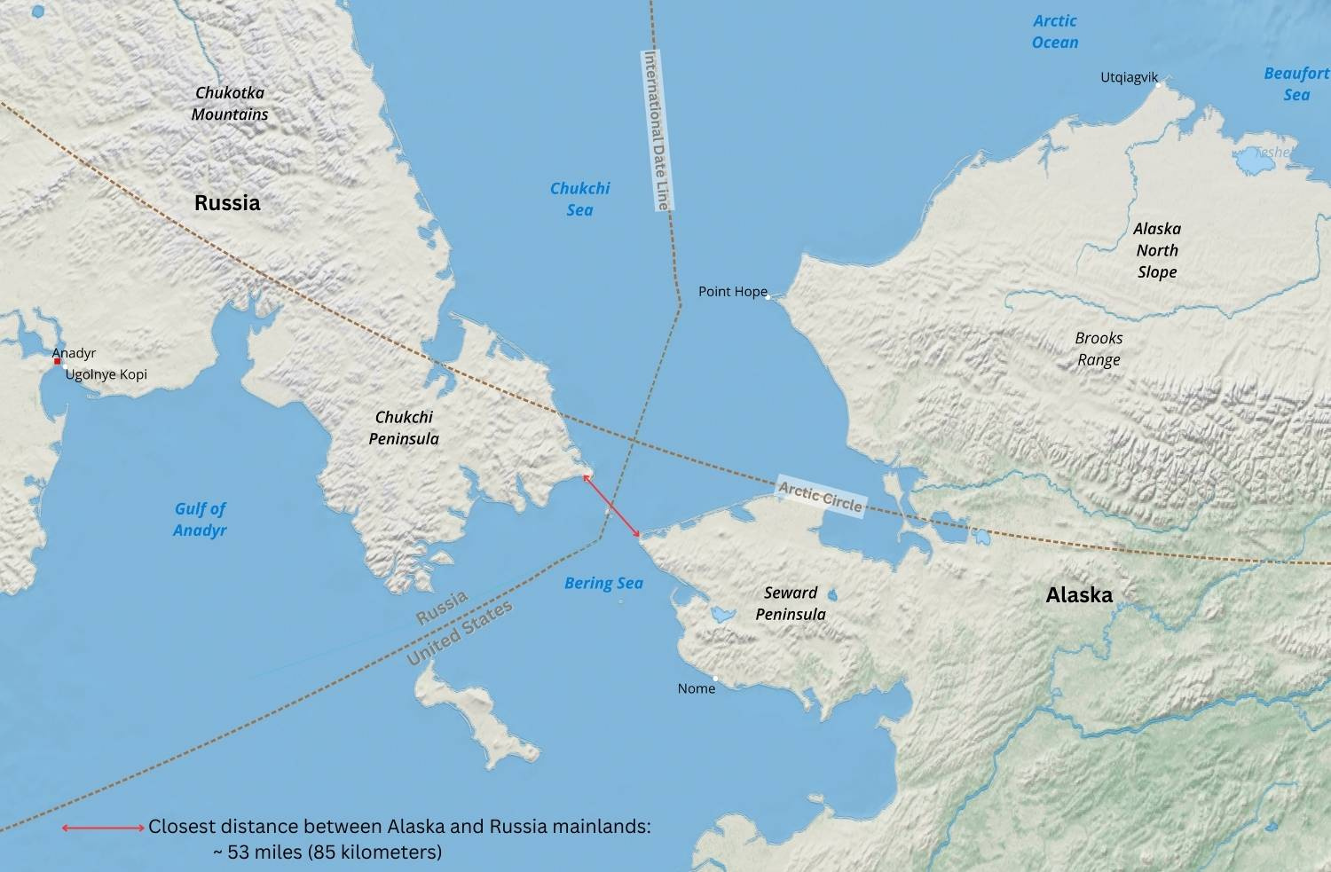 These Two Countries Are Separated2.4 Miles And 21 Hours with Map Of Russia And Usa Distance