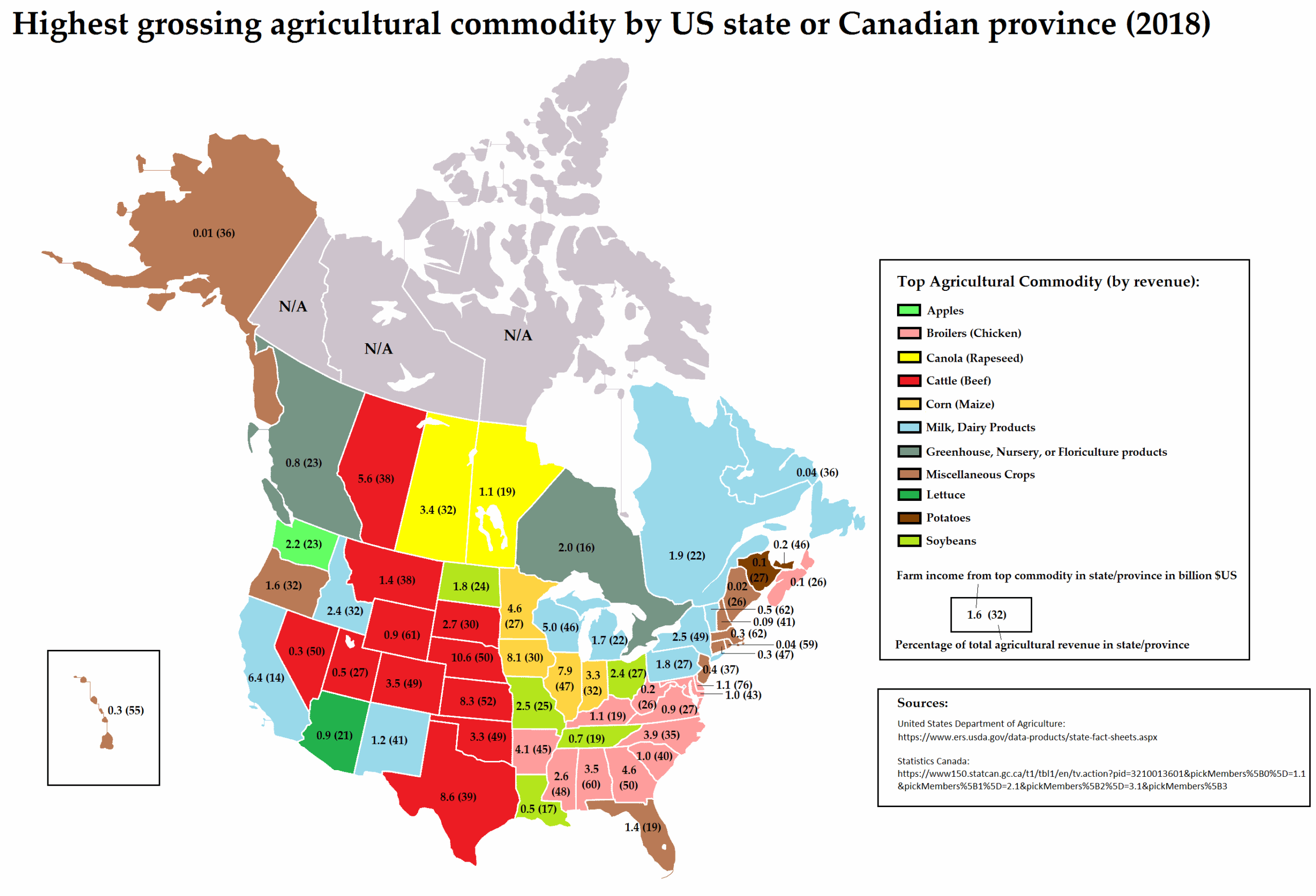 Top Agricultural Commoditystate Or Province In The Us And throughout Images Of A Usa Commodity Map