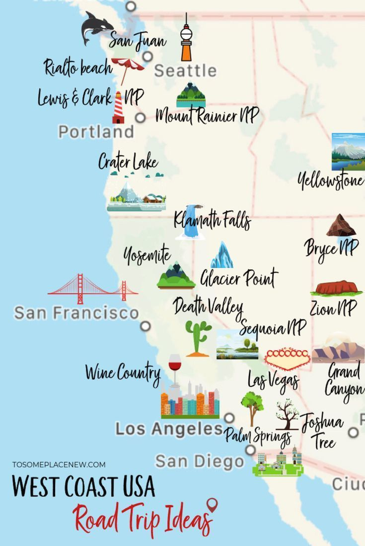 Travel regarding Road Map of USA West Coast