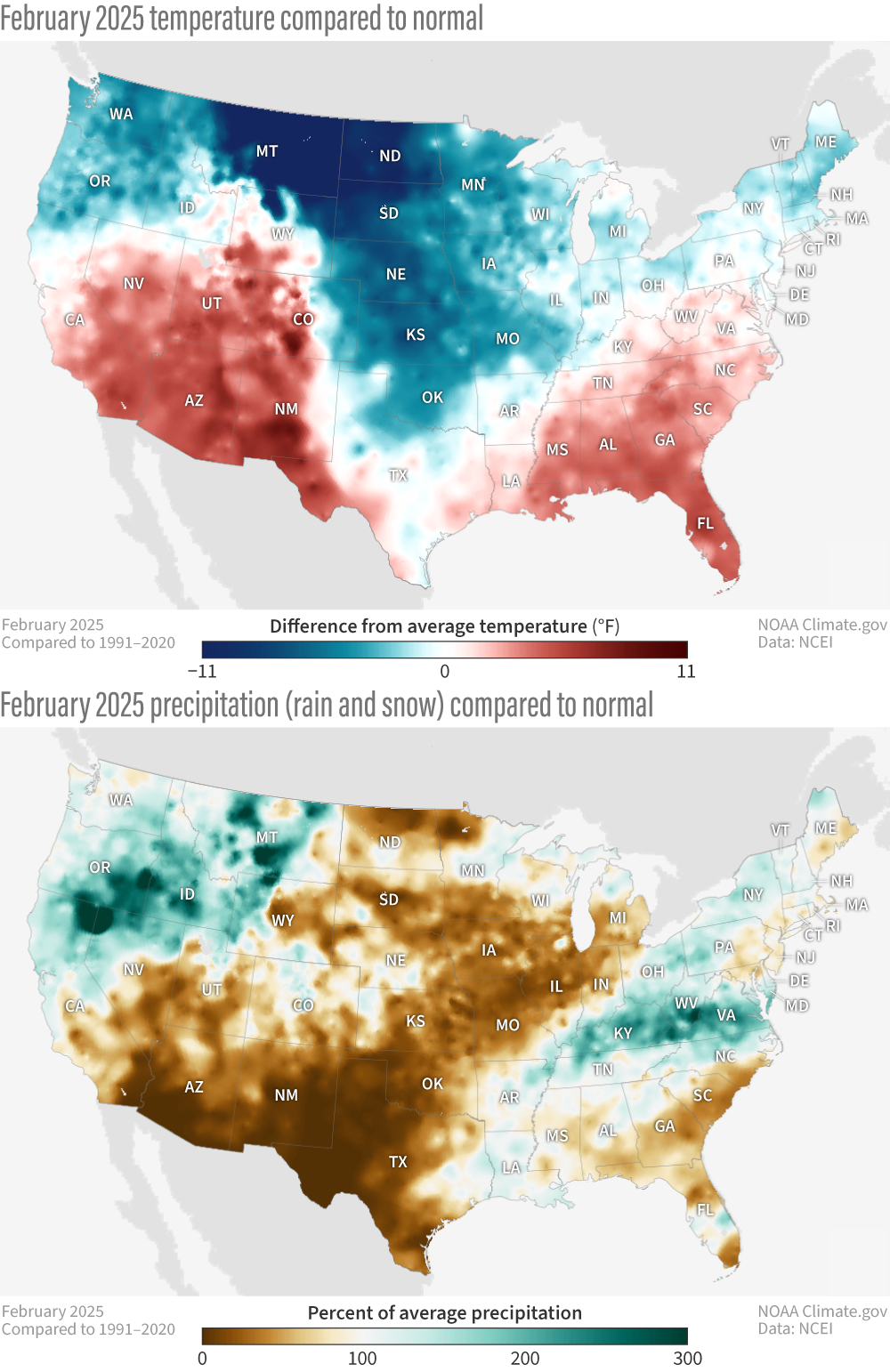U.s. Climate Summary For February 2025 | Noaa Climate.gov in Temperature Map of USA In February