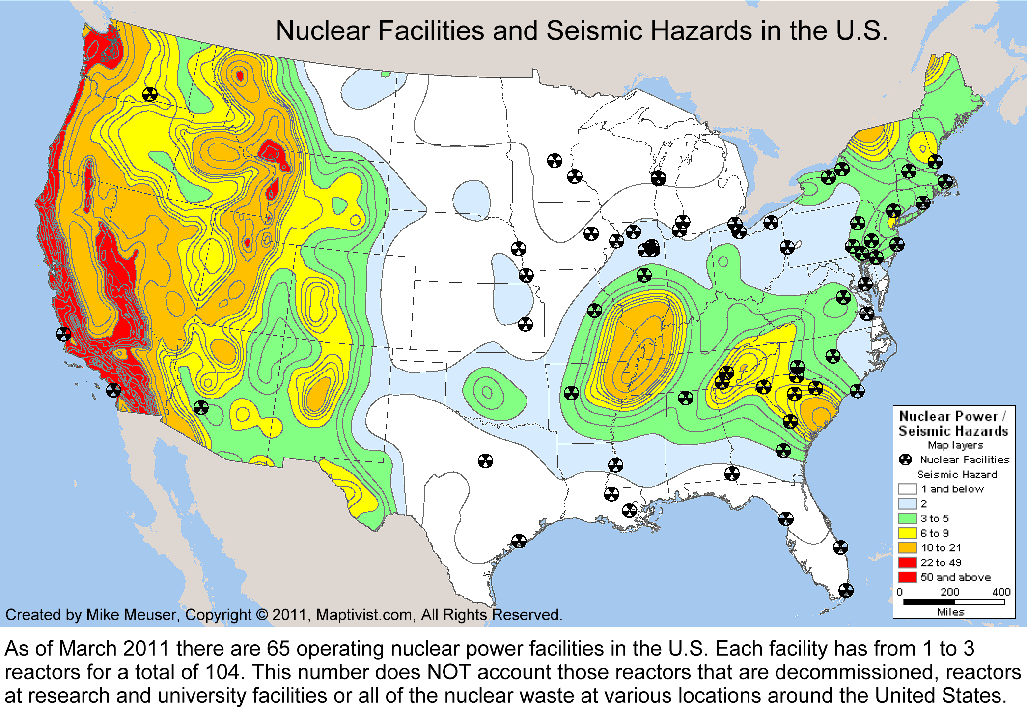 U.s. Nuclear Reactor Power Plant Seismic Hazard Earthquake inside Map of All Nuclear Reactors In USA