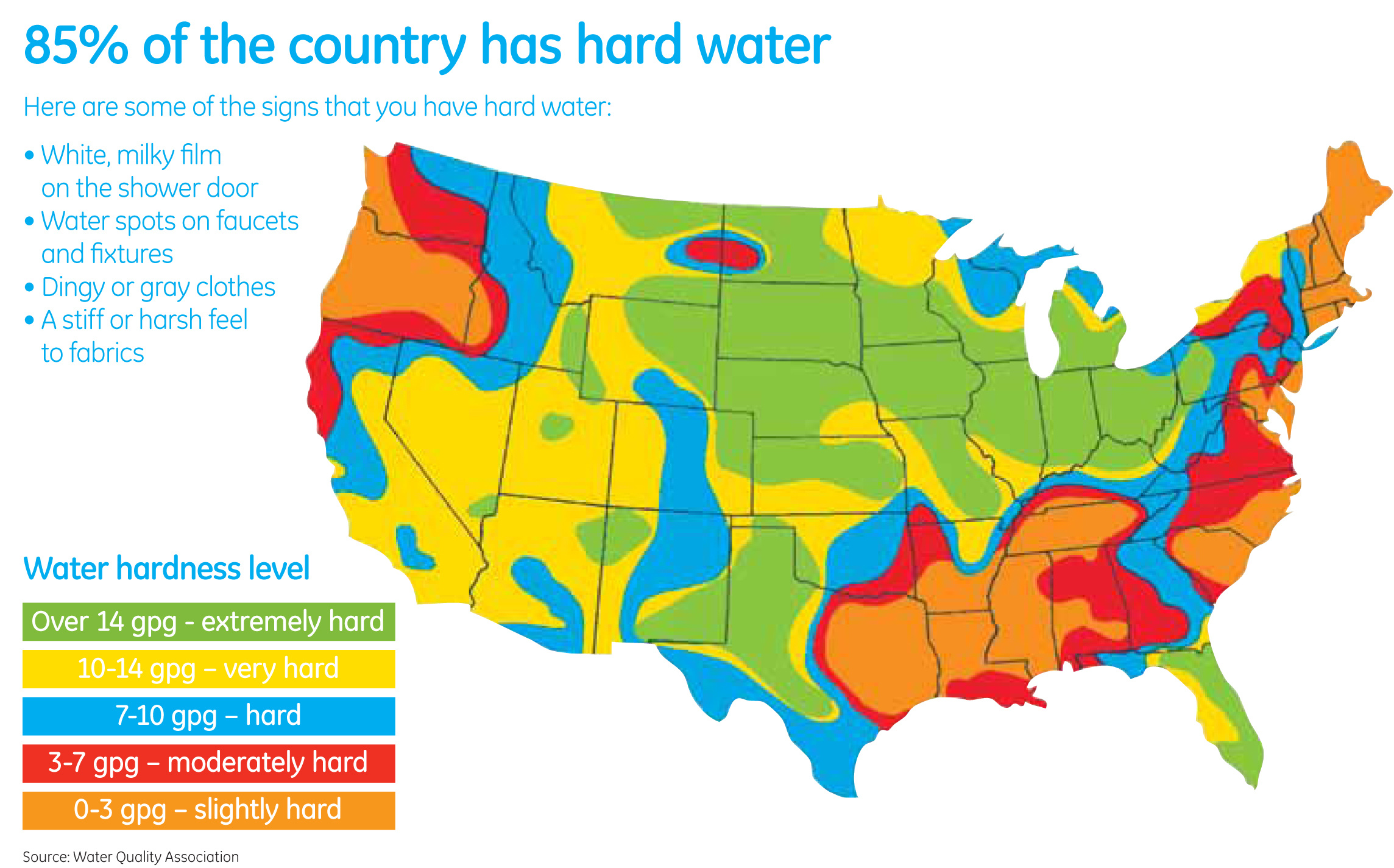 U.s. Water Hardness Level Map | Ge Appliances with Map of Hard Water In USA