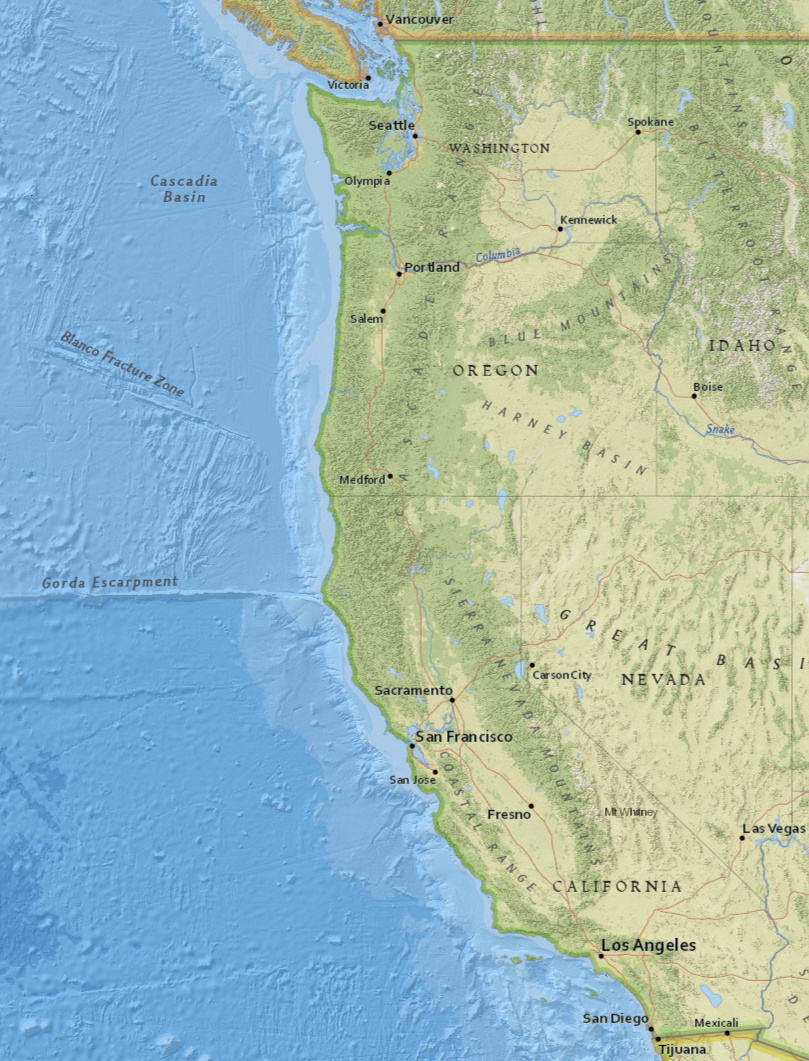 U.s. West Coast Map | U.s. Geological Survey with regard to Map Of The West Coast Of Usa
