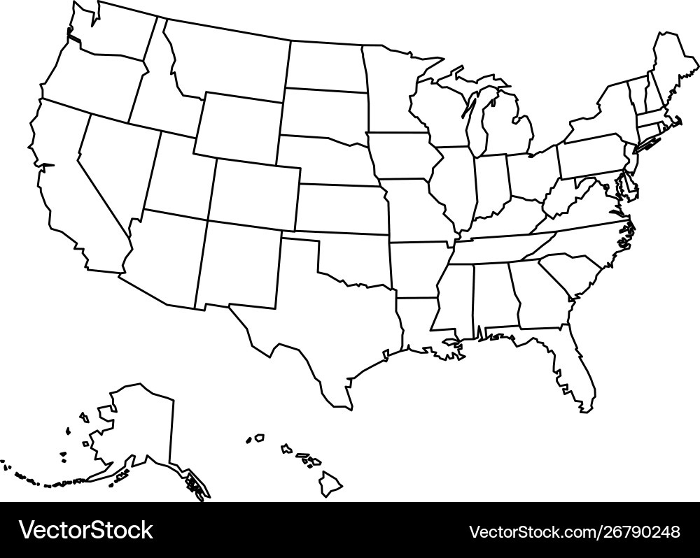 Übersichtskarte Der Usa Lizenzfreies Vektorbild in White Map of USA with States