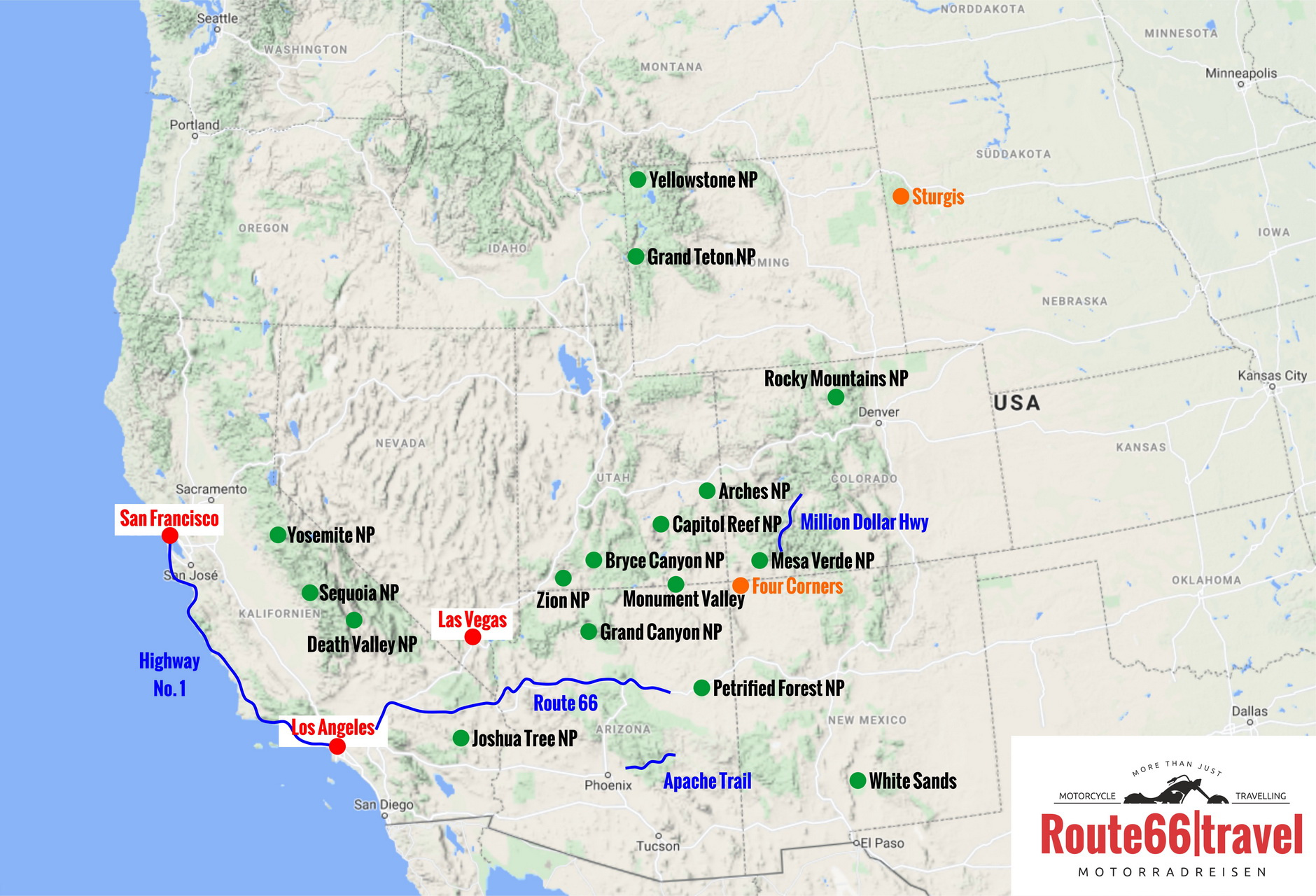 Übersichtskarte Usa Southwest regarding Map Of Southwest Usa With National Parks