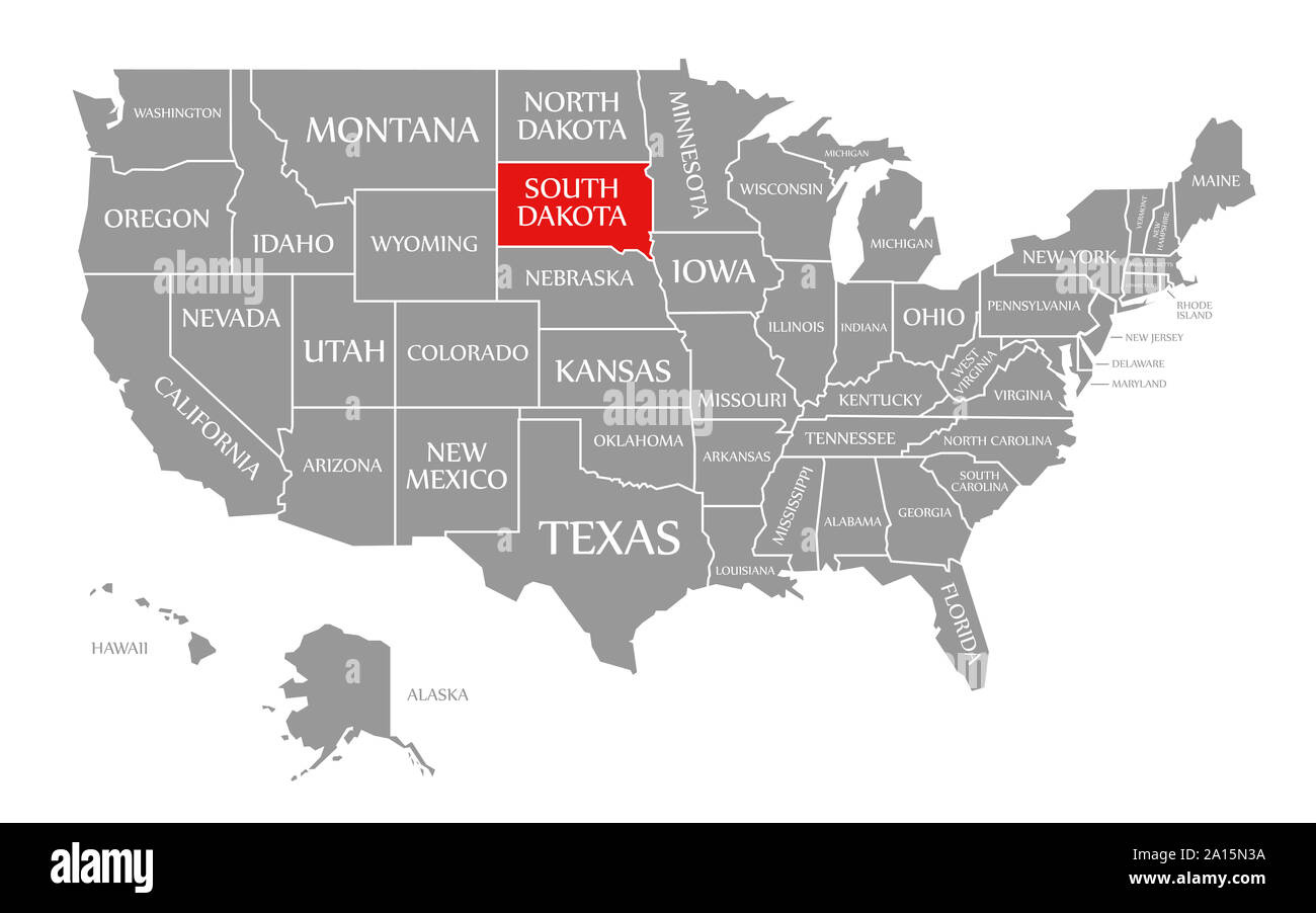 Übersichtskarte Von South Dakota Ausgeschnittene Stockfotos Und for South Dakota On A Map Of Usa