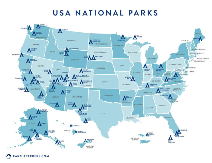 Map of All National Parks In USA