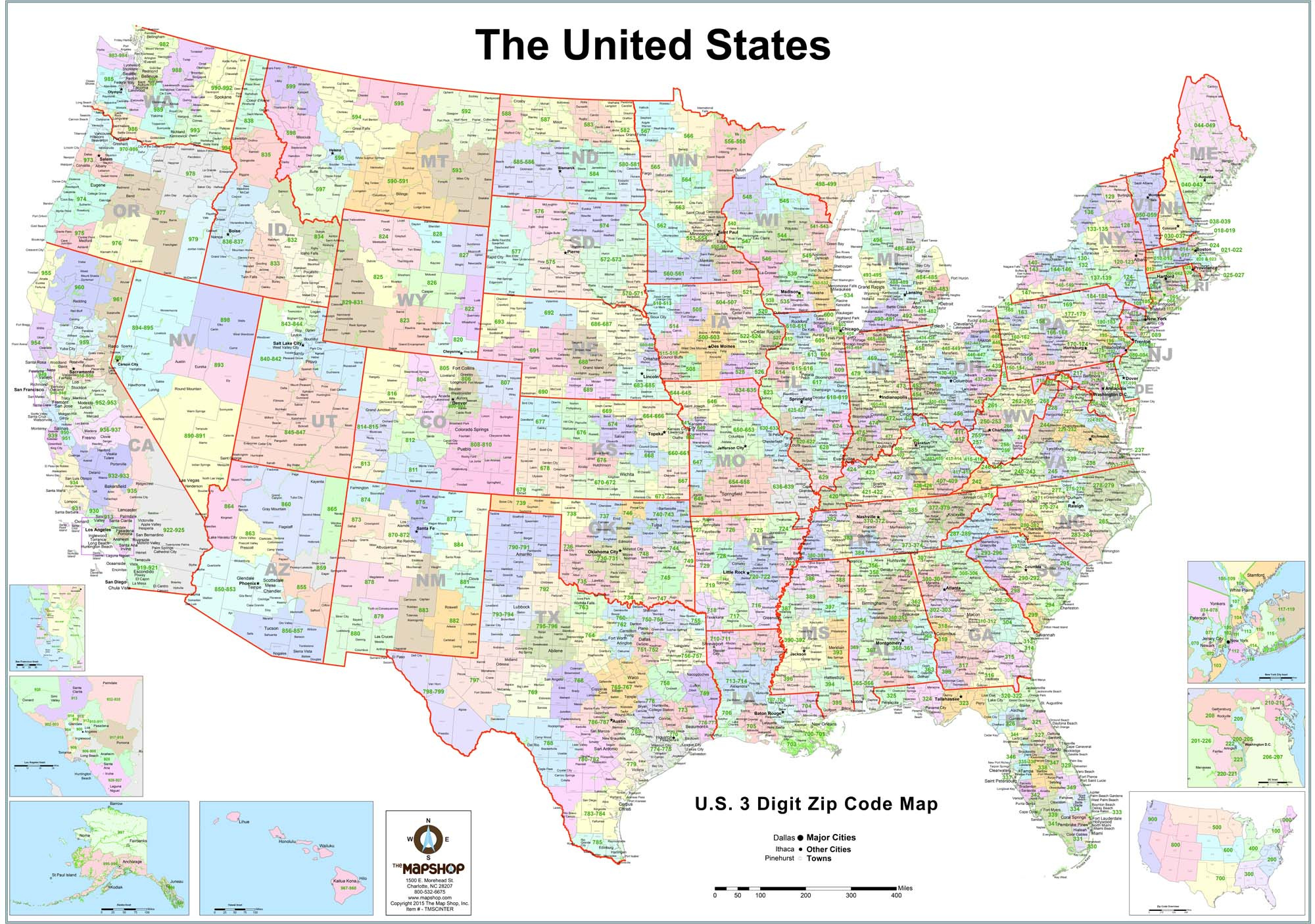 United States 3-Digit Zip Code Wall Mapmapshop - The Map Shop with Map Of Usa With Zip Codes