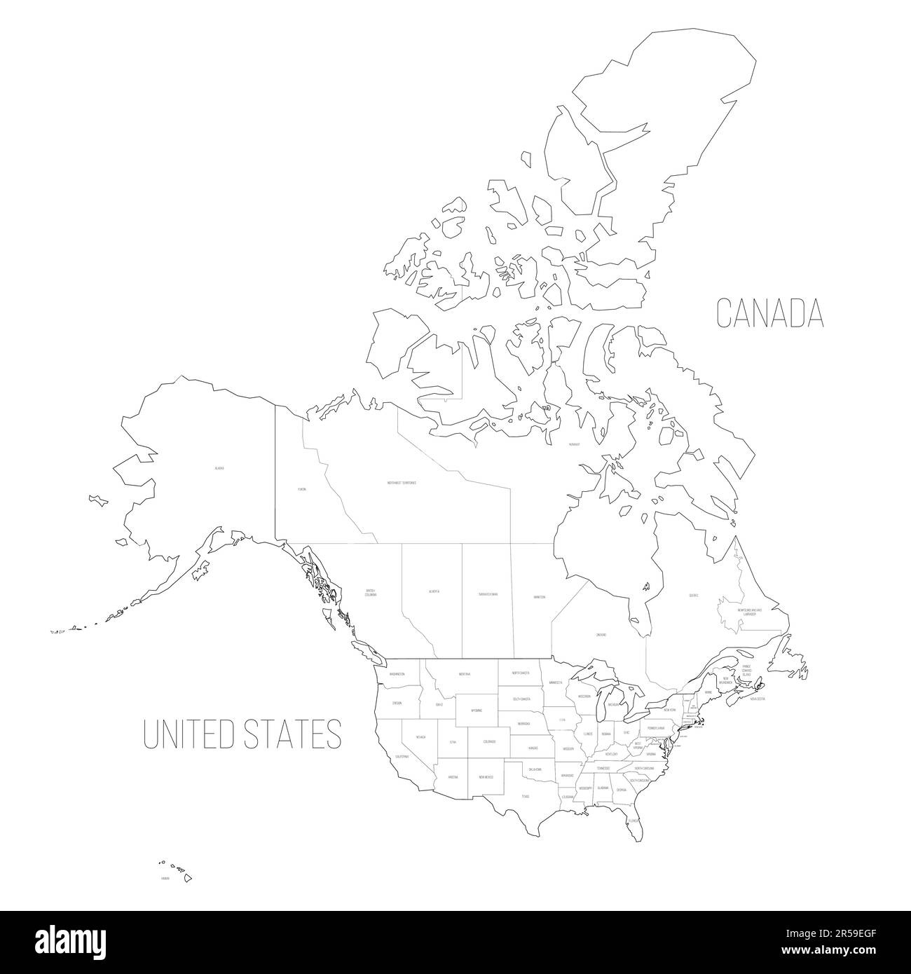 United States And Canada Political Map Of Administrative Divisions inside Map Of Usa And Canada Blank