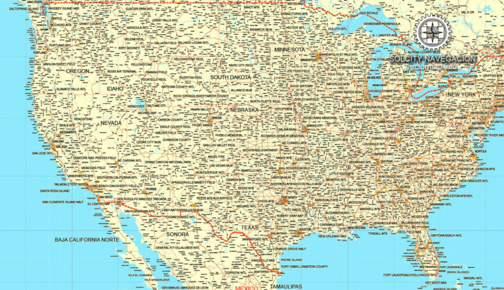 Road Map of USA and Canada
