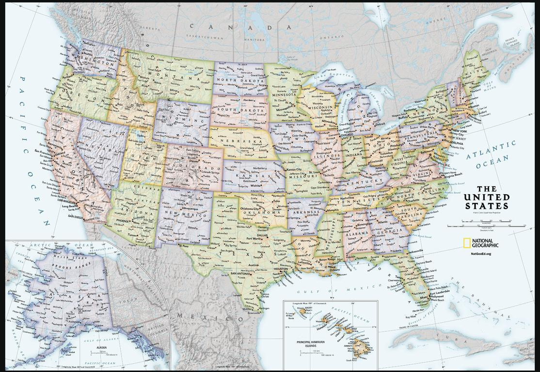 United States Contemporary Wall Map - Compactnational intended for National Geographic Map of the USA