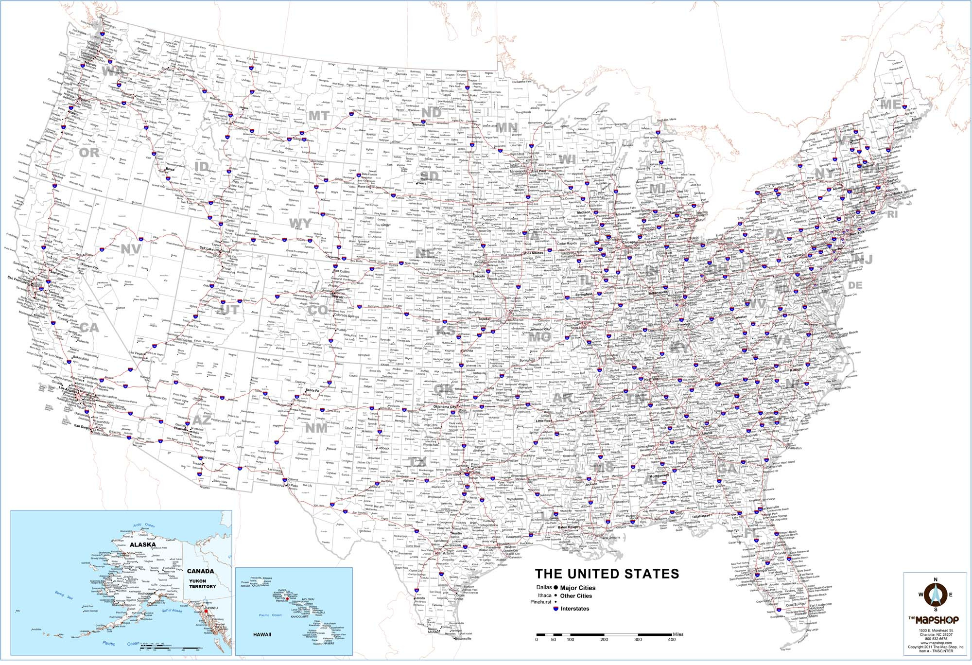 United States County-Town Interstate Wall Mapmapshop - The Map pertaining to Map of USA with Cities and Counties