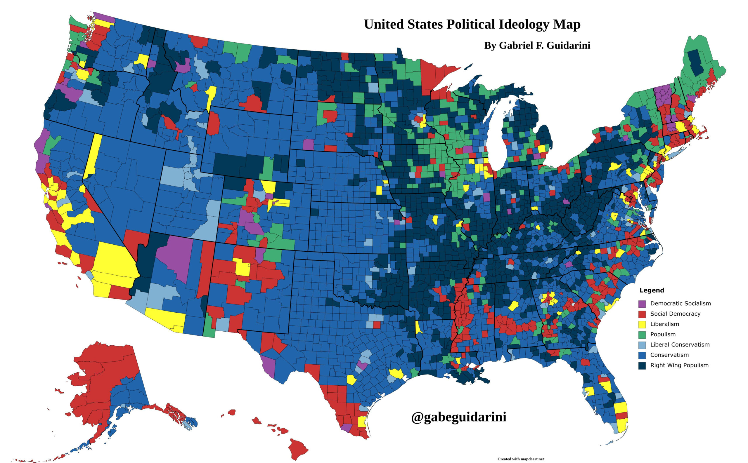 United States Ideology Map : R/Mapporn with Liberal Conservative Map Of The Usa
